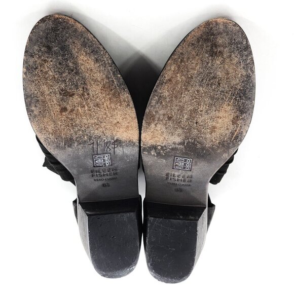 EILEEN FISHER Walt Cross Strap Bootie Black Nubuck Leather Zip - Picture 10 of 11